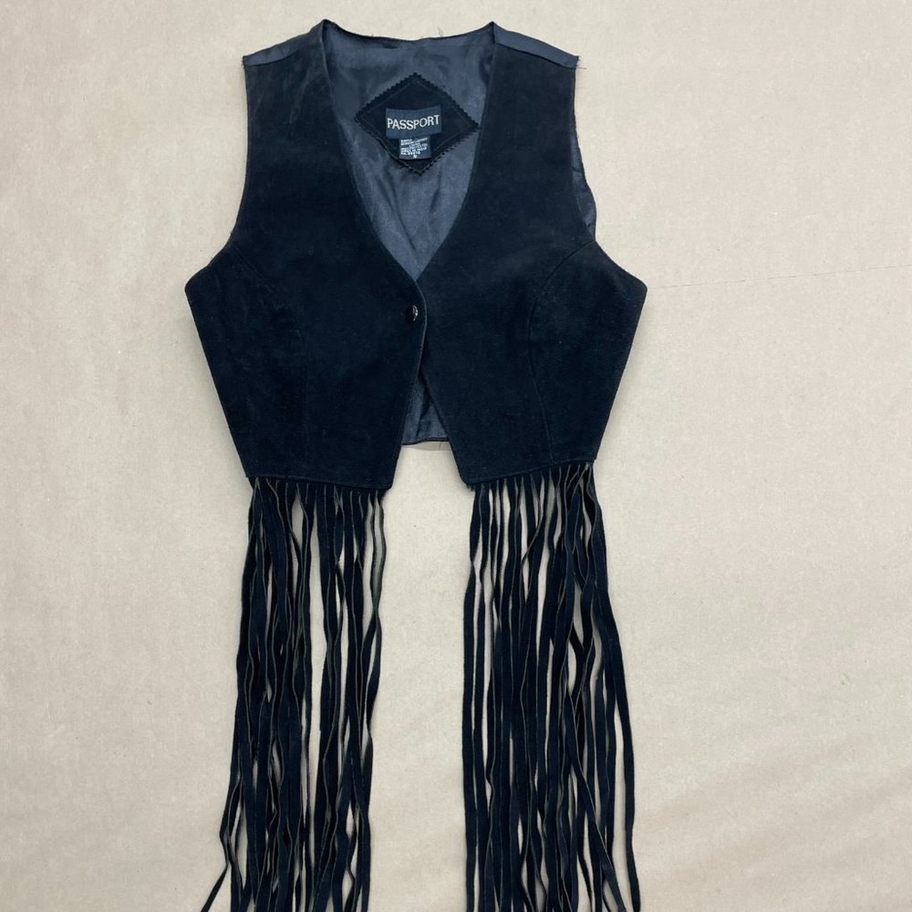 Genuine Leather Crop Vest With Fringe